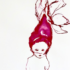 Kind mit Faltern, Tusche auf Papier, 100 x 70 cm, 2018.jpeg
